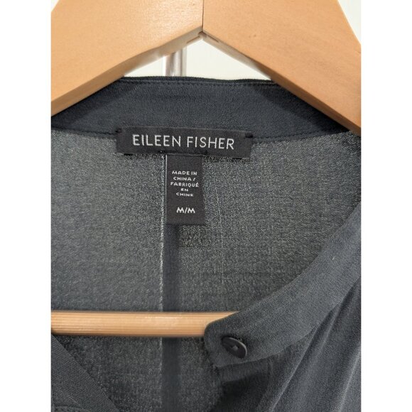 Eileen Fisher Stretch Silk Charmeuse Classic Collar Shirt - Picture 2 of 4